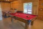 Pool table on lower level